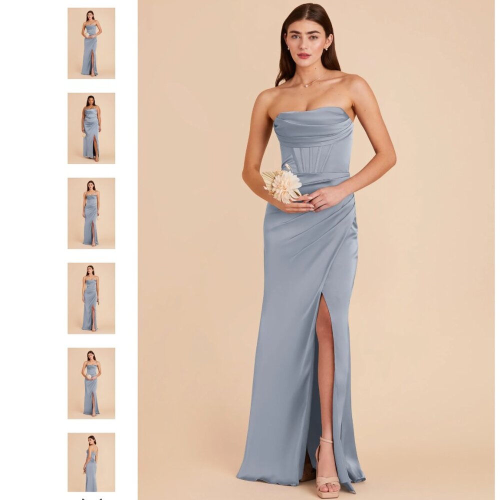 Birdy Grey Carrie Dress Matte Satin Dusty Blue Small